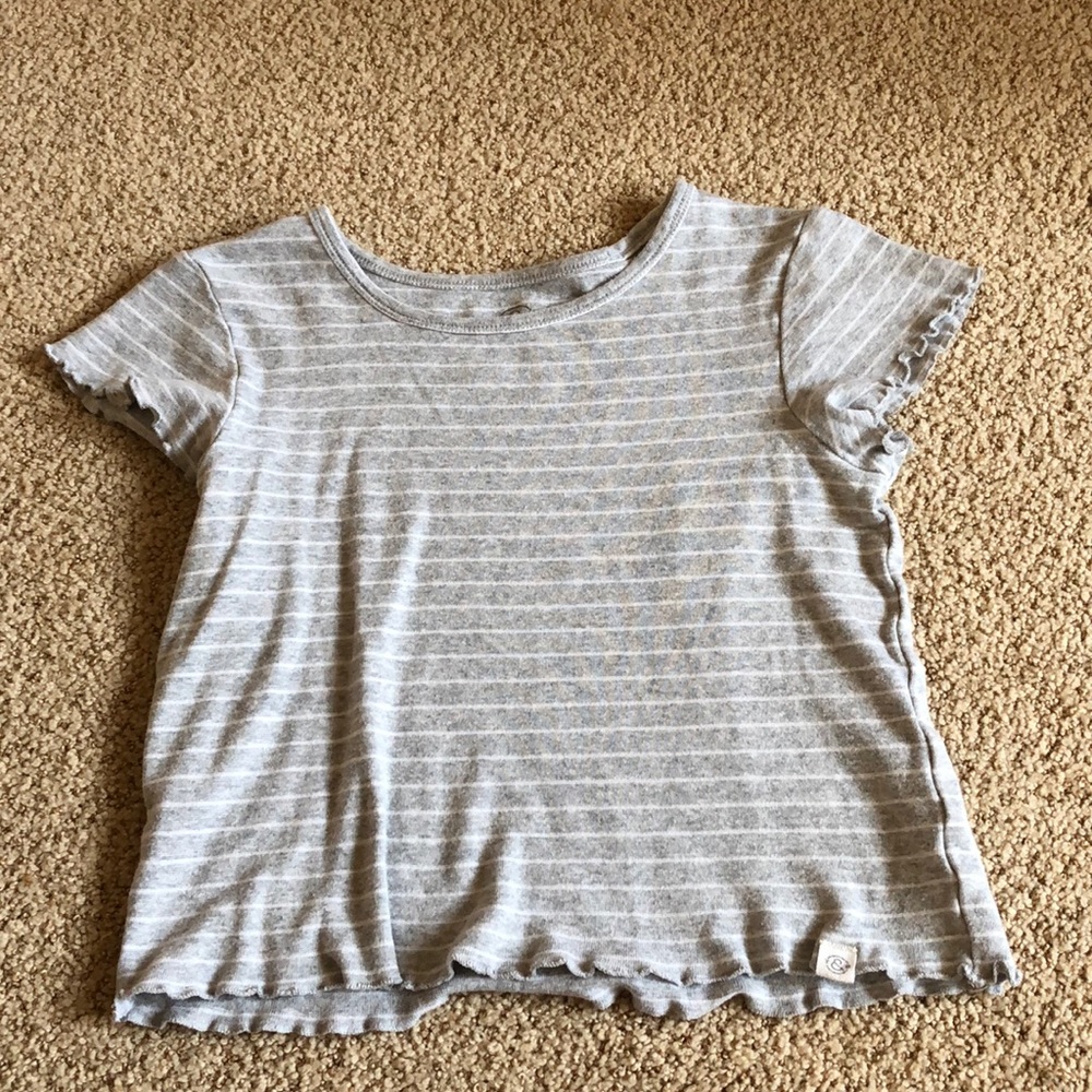 Gray and White Stripped Crop Top